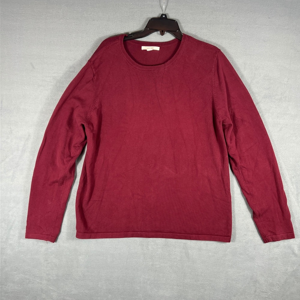 Merona Mens Sweater L Burgundy Solid Pullover Long Sleeve Crew Neck Cotton
